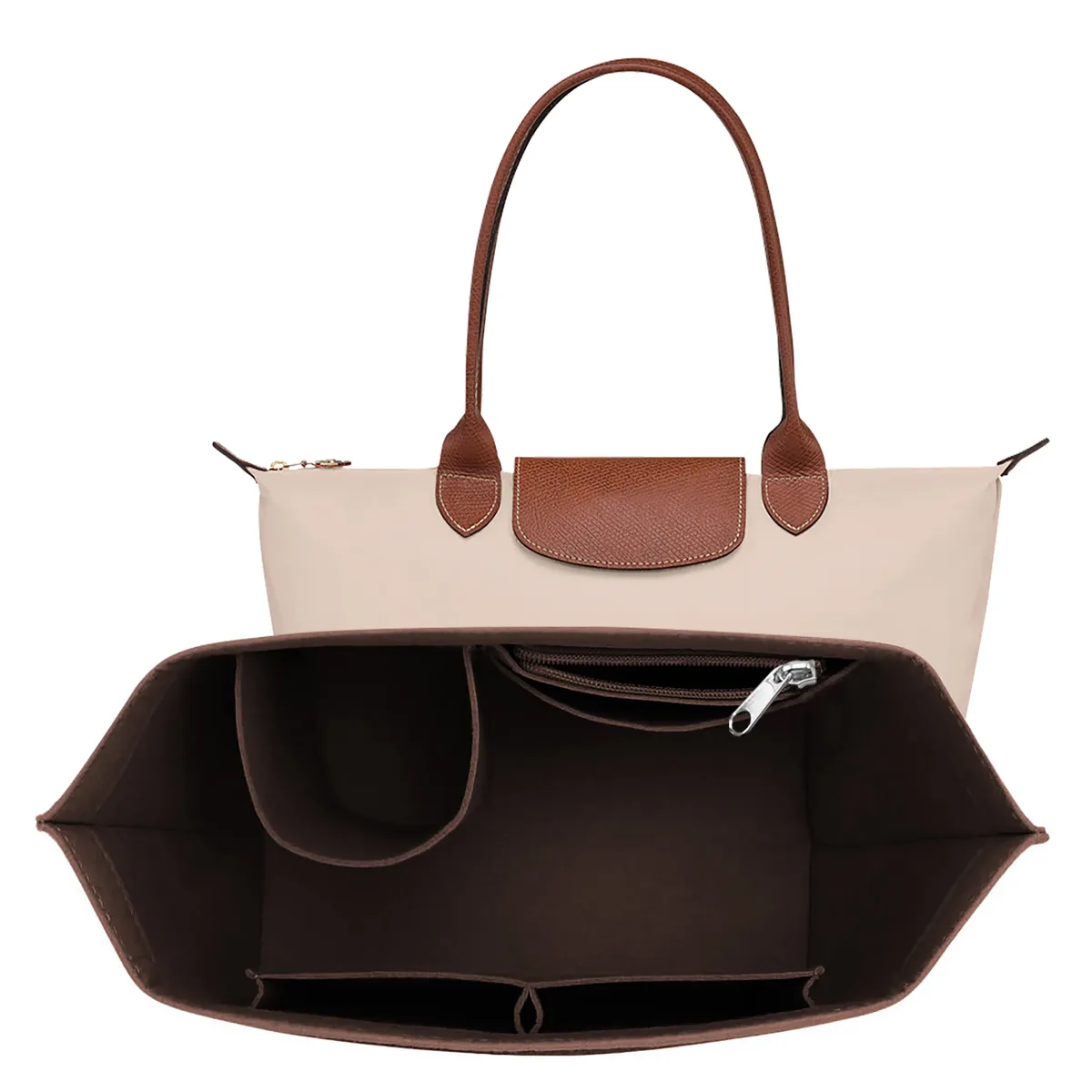 sac d'insertion en feutre pour sac à main longchamp, organisateur de sac en tissu feutré, support de maquillage, sac de voyage portable