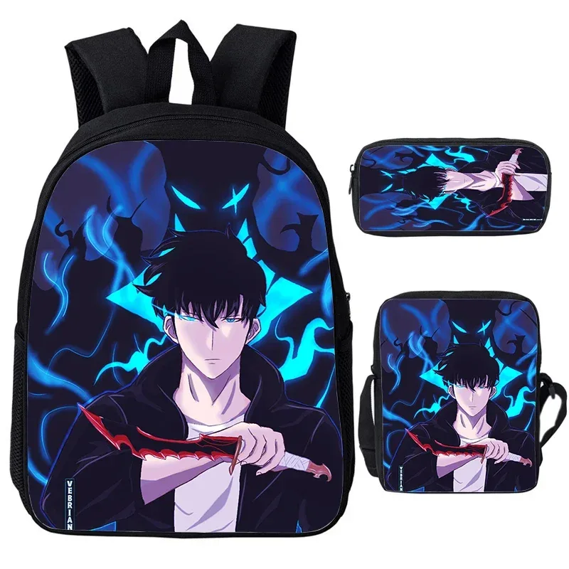 solo nivellement igris enfant sacs à dos sac à bandoulière trousse à crayons 3 pièces ensemble grande capacité sacs d'école pour garçons filles voyage sacs à dos