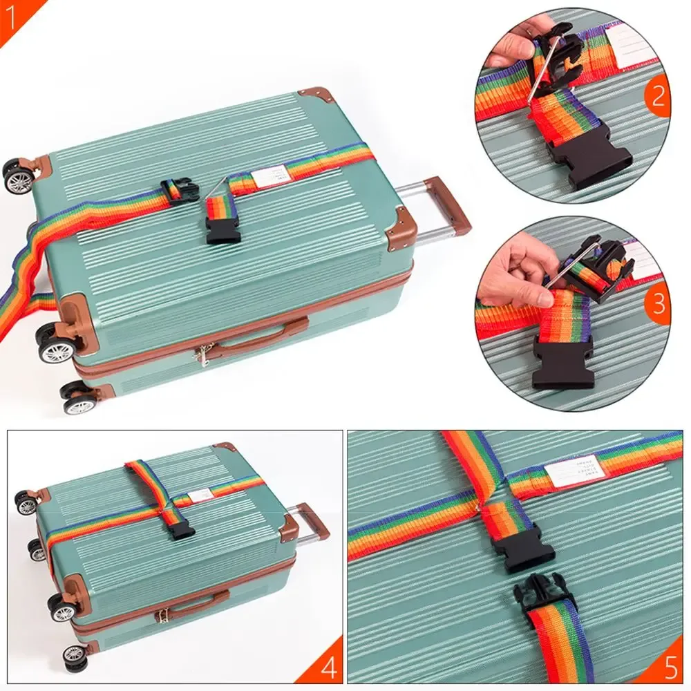 sangles de valise arc-en-ciel avec étiquette nominative, accessoires de voyage, sangles de bagage, sangles de fixation pour valises