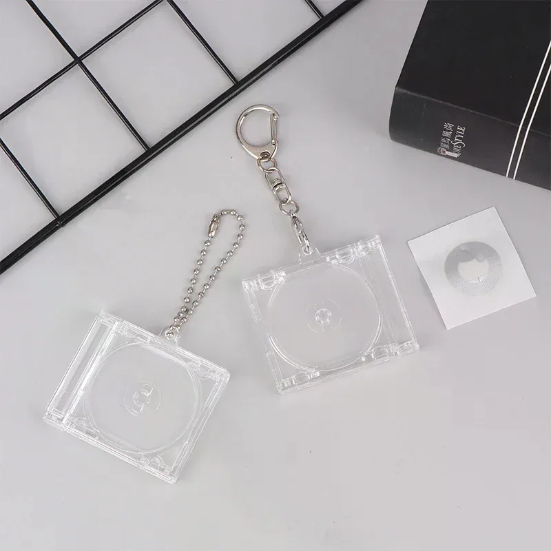 1 porte-clés mini-album cd vierge pour décoration de sac à dos diy, pendentif porte-clés