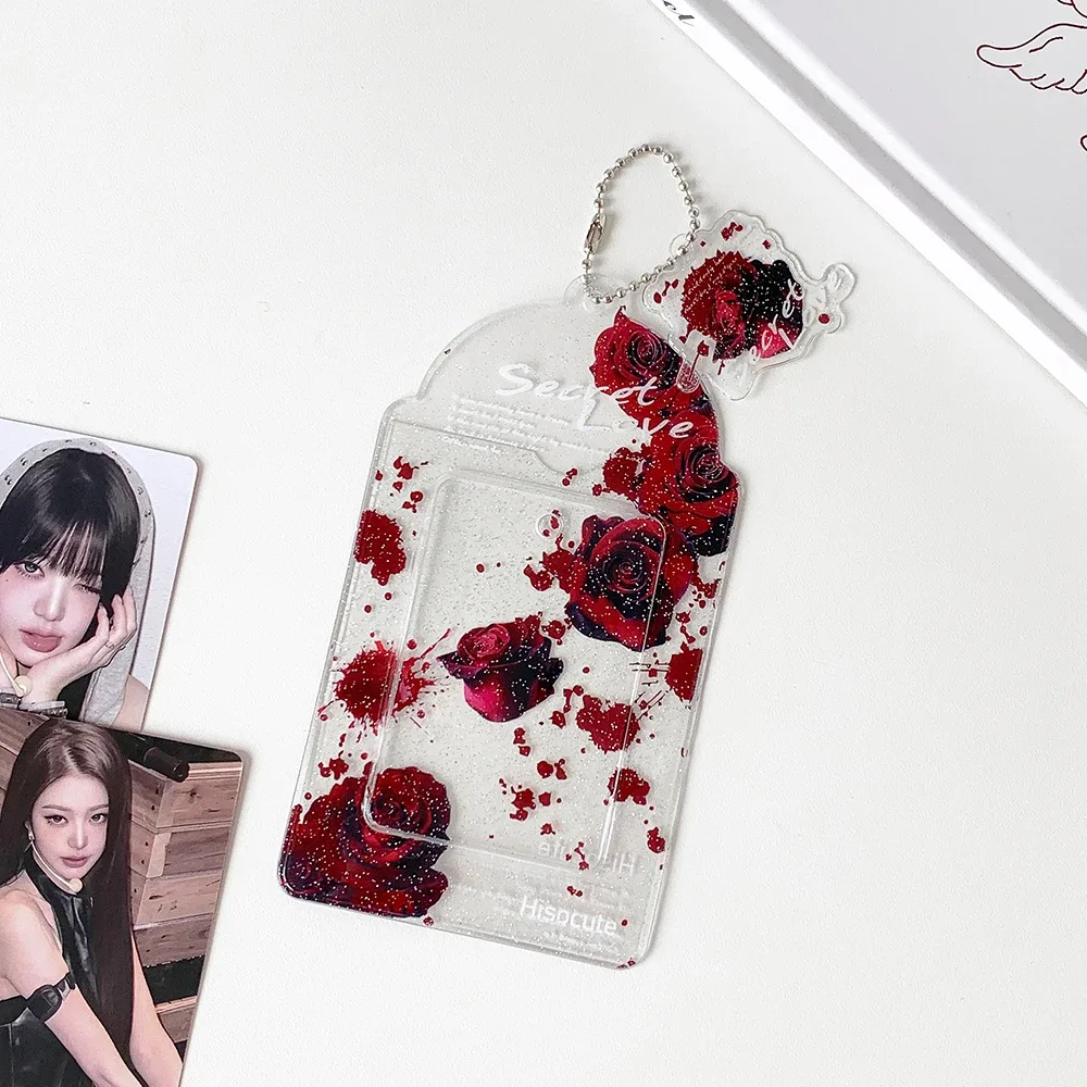 porte-cartes ins fashion rose romantique 3 pouces, pochette mignonne pour photos d'idoles, sac de rangement pour cartes, décoration de sac à dos d'étudiant, pendentif porte-clés, cadeau