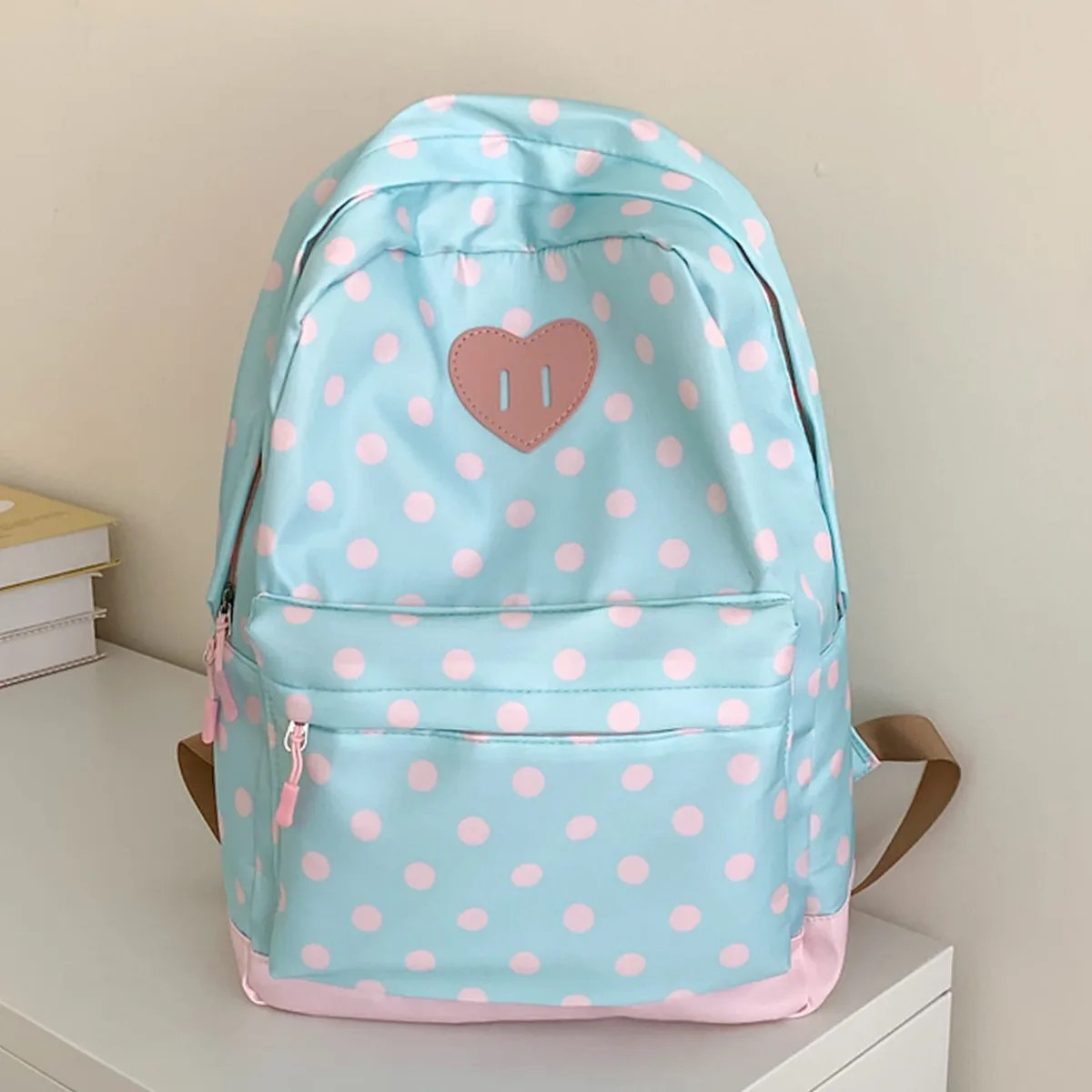 sac à dos mignon à pois en nylon pour femmes, plusieurs poches, sac à dos ludique pour livres, sac de voyage pour adolescentes, filles, collège, trajets quotidiens