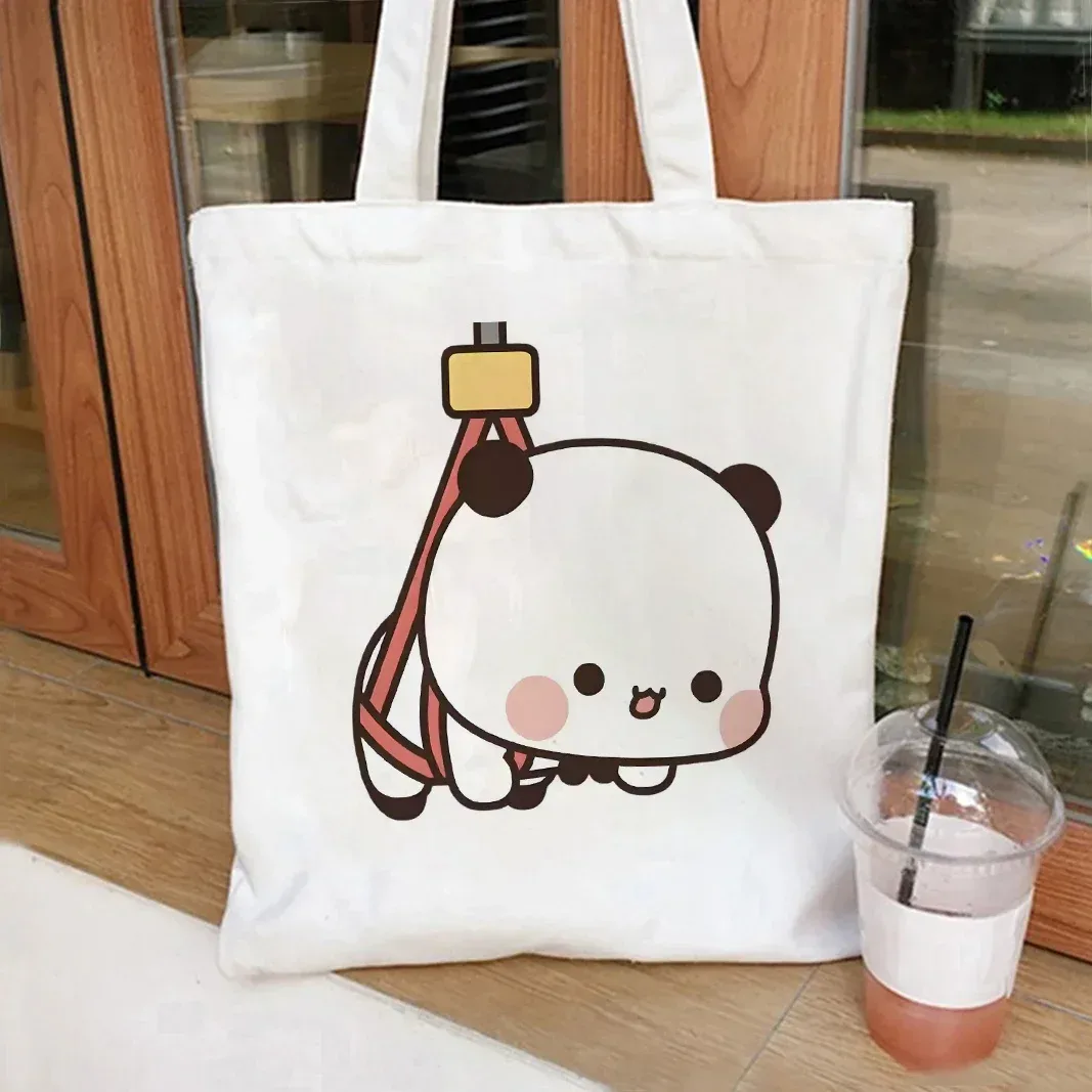 sac fourre-tout pliable en toile bubu dudu anime, sac de shopping esthétique réutilisable pour femme