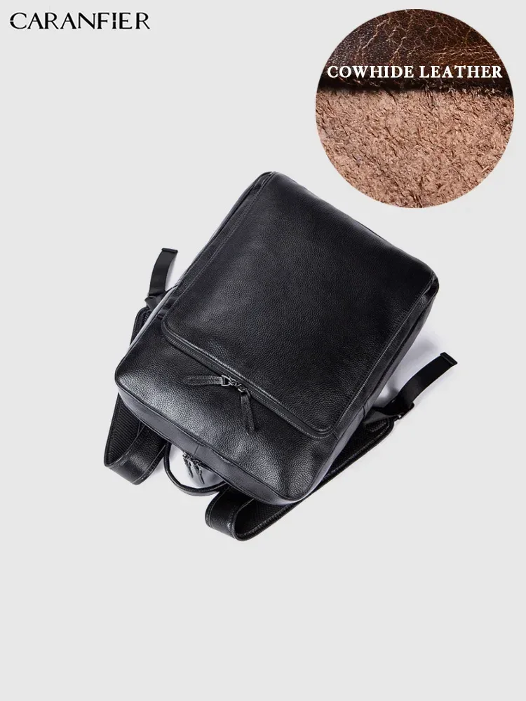 caranfier hommes sacs à dos véritable cuir de vachette sac à dos ordinateur portable sac d'école sacs à dos sacs de voyage mâle mochila masculina