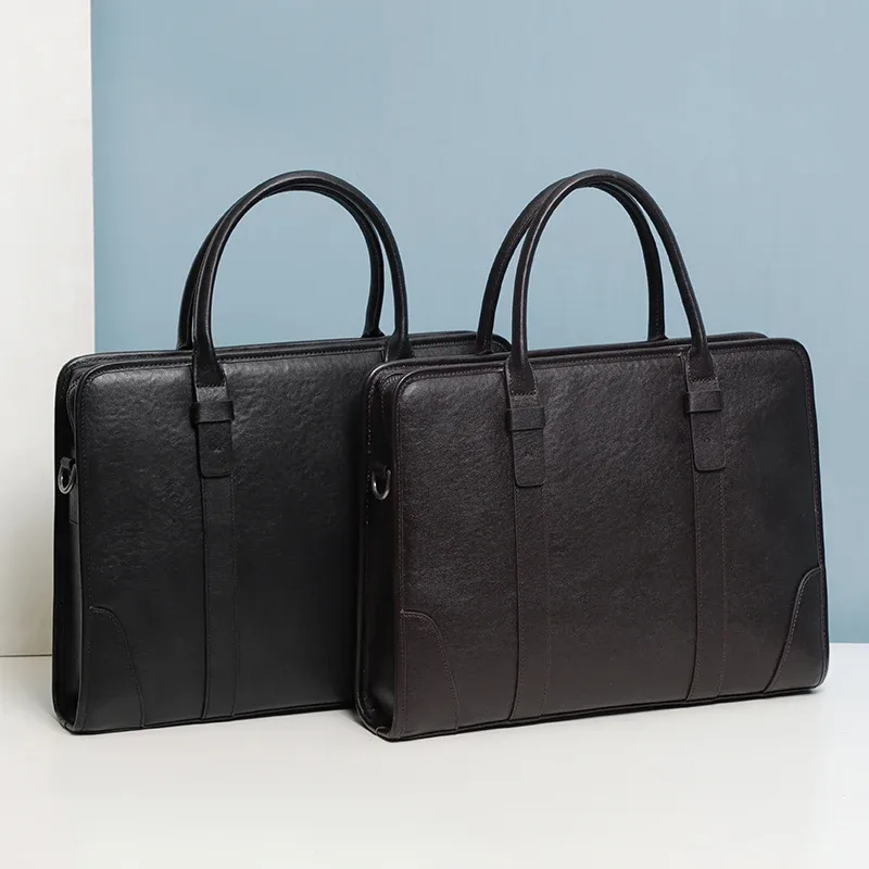 Café/noir hommes sac à main en cuir véritable mallette pour ordinateur portable mâle épaule sacs de messager grande capacité hommes porte-documents