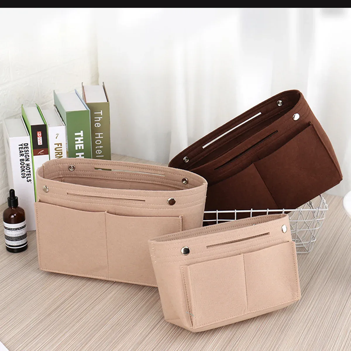 Organisateur de sac à main en feutre, léger, multi-compartiments, pour femme, pour le shopping quotidien et les voyages