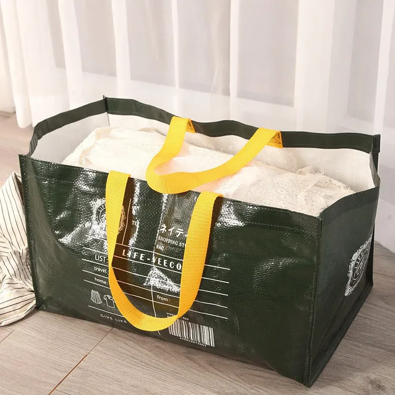 grand sac de courses étanche réutilisable, fourre-tout tissé, sac à bandoulière pliable pour épicerie, rangement de vêtements de plage, sac à main portable