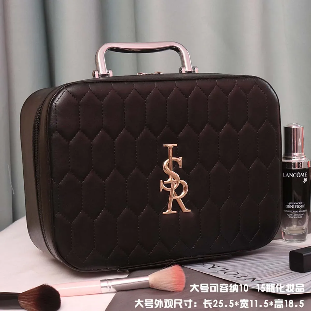trousse de maquillage femme portable grande capacité nouvelle tendance instagram super populaire produit célébrité internet boîte de rangement valise en pu
