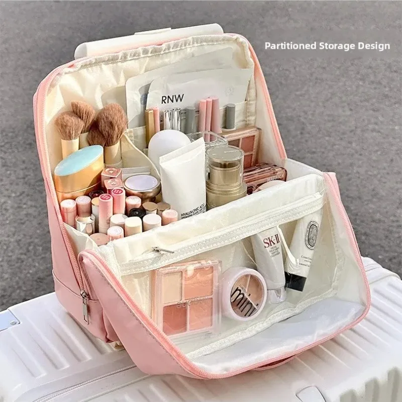 sac de maquillage étanche en pu pour voyage, sac de toilette sec et humide, sac de rangement pour cosmétiques, organisateur de grande capacité, sac à cosmétiques