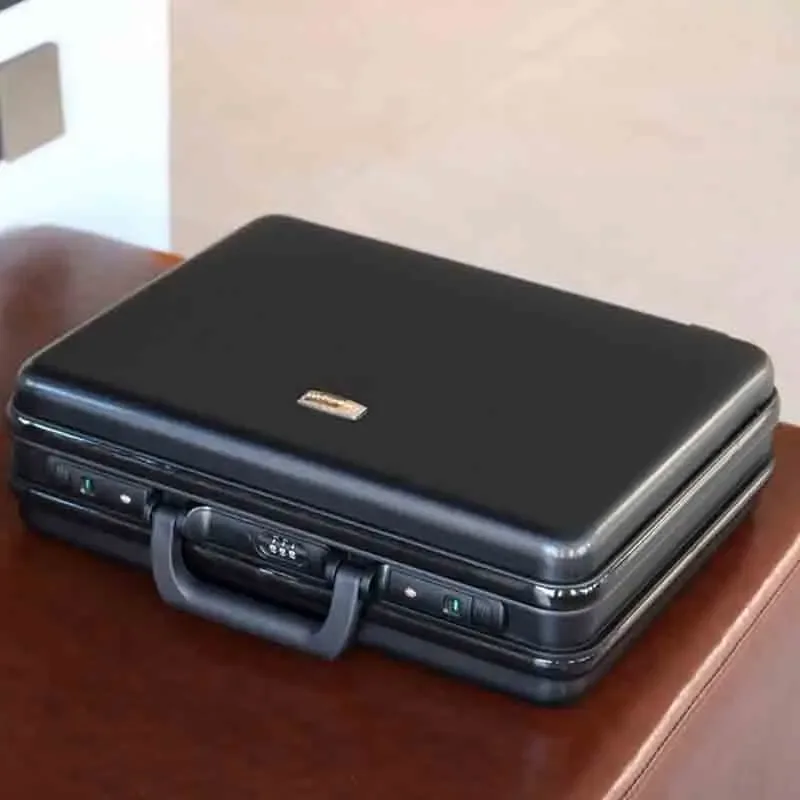 mallette d'affaires en abs et aluminium - valise de rangement pour outils avec serrure tsa, design portable et compartiments pour bagages à main