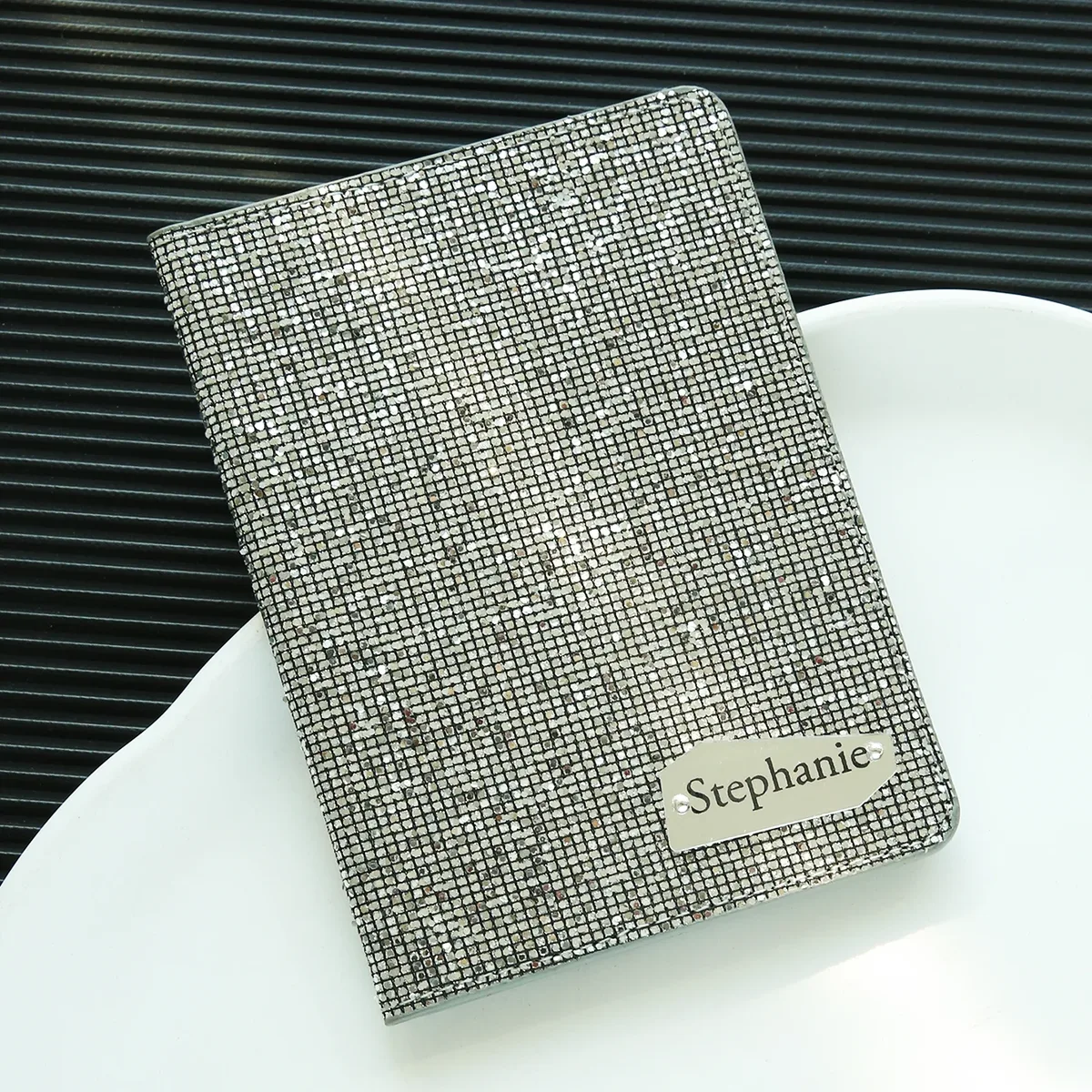 porte-passeport personnalisé avec nom et paillettes disco, porte-passeport unique avec étiquette nominative miroir brillante, cadeau de voyage