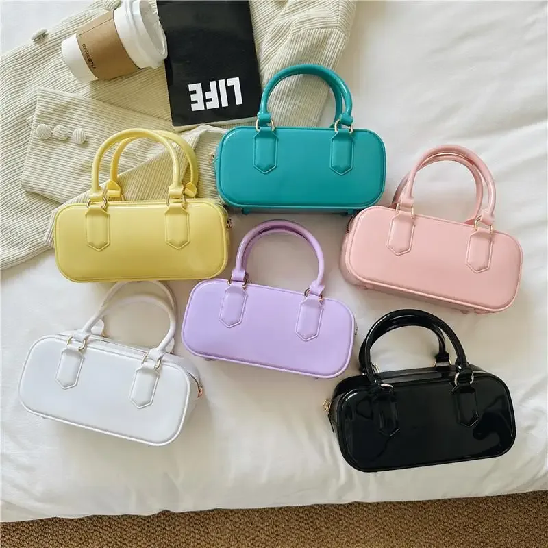 sac à main hobos en gelée de couleur unie, sac à bandoulière décontracté résistant à la saleté, sacoche à band