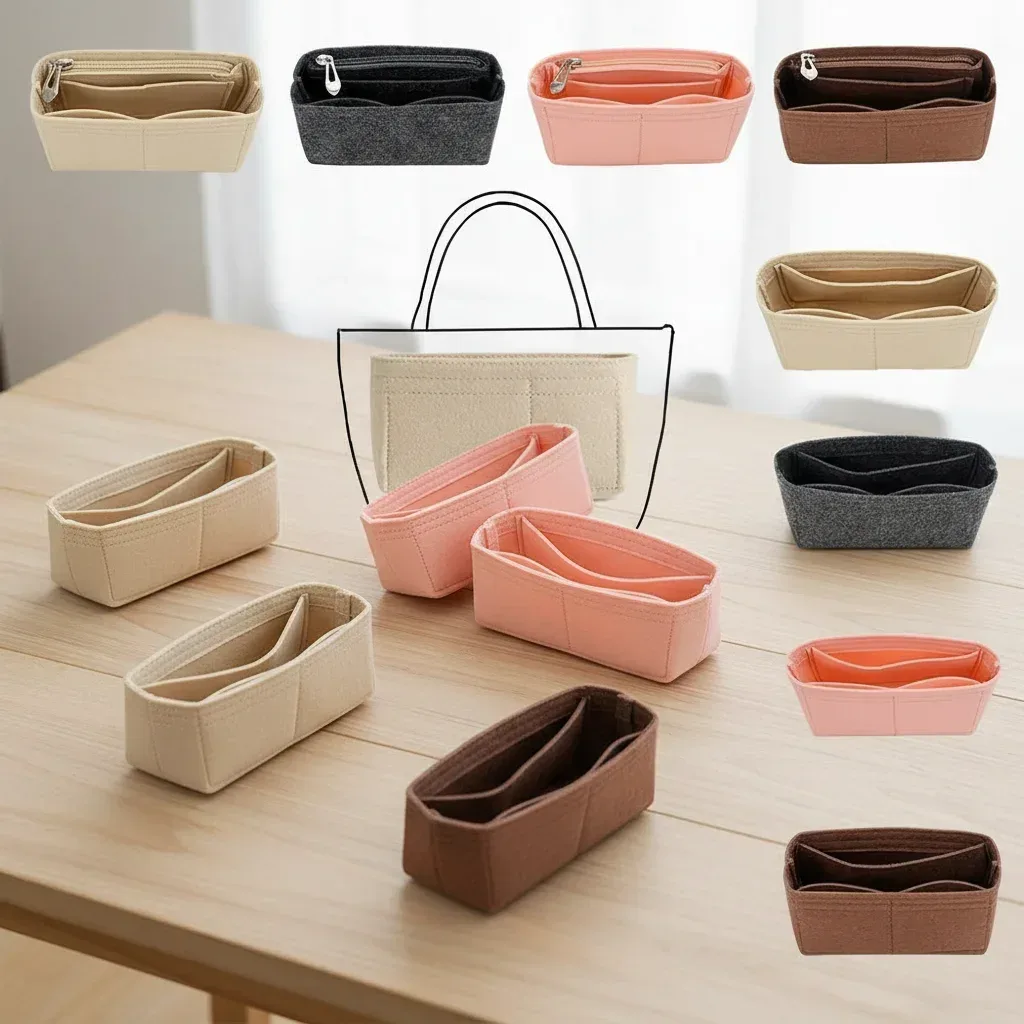 1 pièce Mini sac de rangement en feutre multi-poches, sac intérieur de voyage portable pour Longchamp