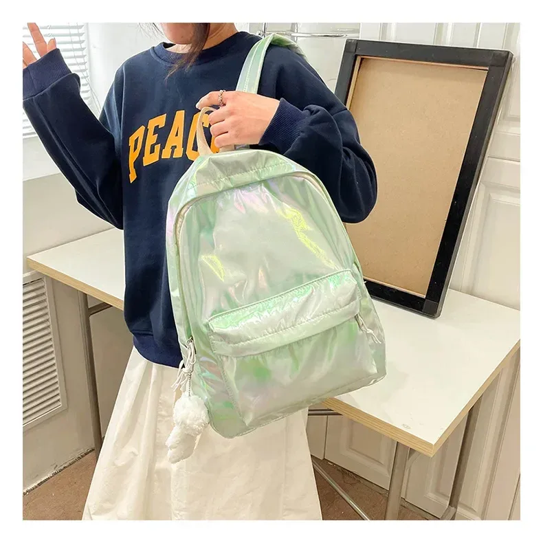 sacs à dos brillants kpop pour femmes, grande capacité, décontractés, pour filles, sac d'école, sac à dos pour ordinateur portable, sac de voyage en cuir pu, sac à dos féminin