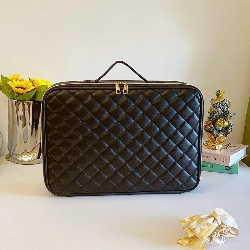 Sac de maquillage de beauté en cuir PU, nécessaire, étanche, nouvelle trousse de maquillage de grande capacité, sac à cosmétiques professionnel