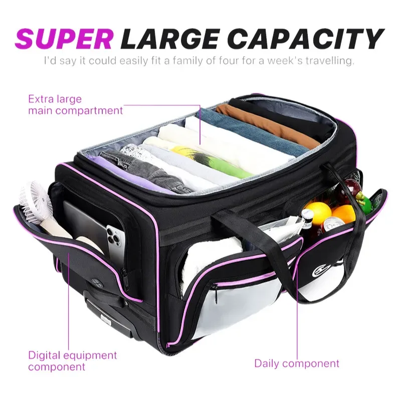 sac de rangement de voyage multifonctionnel, boîtier de chariot de rangement oxford avec support de cintre et compartiments détachables pour sac de sport de danse