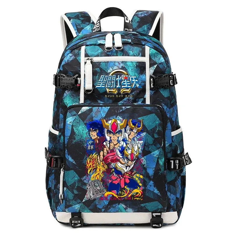 Sac à dos imprimé Saint Seiya pour étudiants, sac à dos d'école de grande capacité pour adolescents, garçons et filles