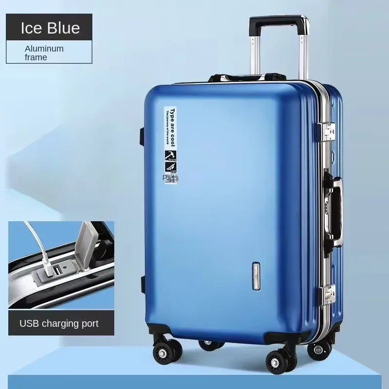 valise à main avec cadre en aluminium, 20 22 24 28 pouces, bagage roulant, cabine de voyage, boîtier de chariot, sac de voyage, verrouillage par mot de passe, fermeture éclair