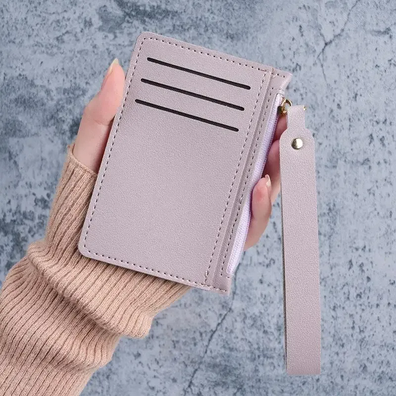 Mini porte-cartes à fermeture éclair, porte-monnaie mince pour cartes d'identité, organisateur de cartes de crédit, petit porte-monnaie Portable Ultra-fin et court pour hommes, noir, 1 pièce