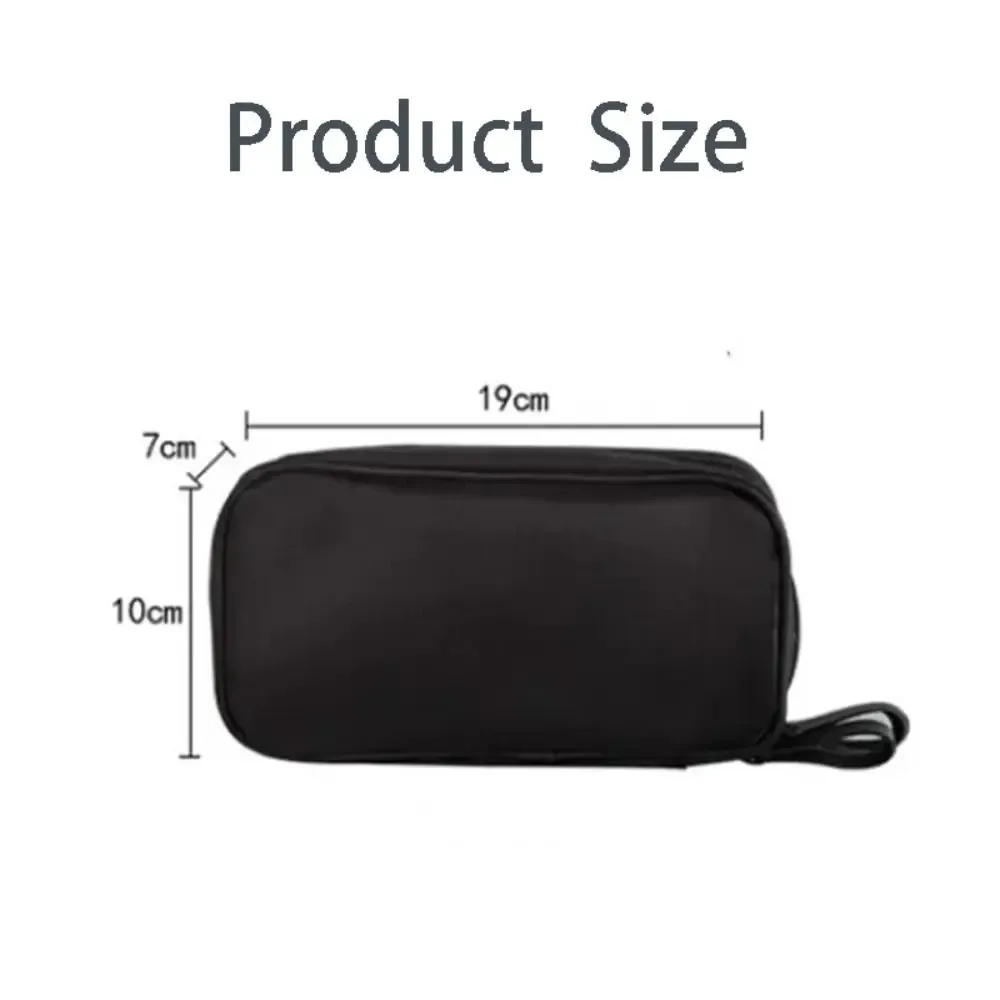 mini trousse de maquillage noire pour femme, sac de rangement en nylon pour fille, petit sac à cosmétiques à double fermeture éclair, mode de voyage design, 03/2