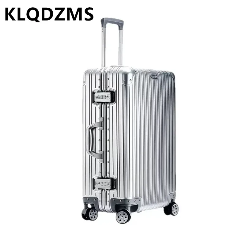 klqdzms – bagages allemands en alliage d'aluminium et de magnésium, valise de cabine de 20 pouces, grande capacité de 28 pouces, valise de voyage en cuir pour affaires