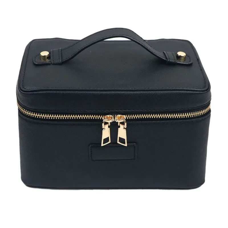trousse de toilette de voyage personnalisable en cuir saffiano pour femme, sac de rangement portable suspendu pour maquillage et cosmétiques