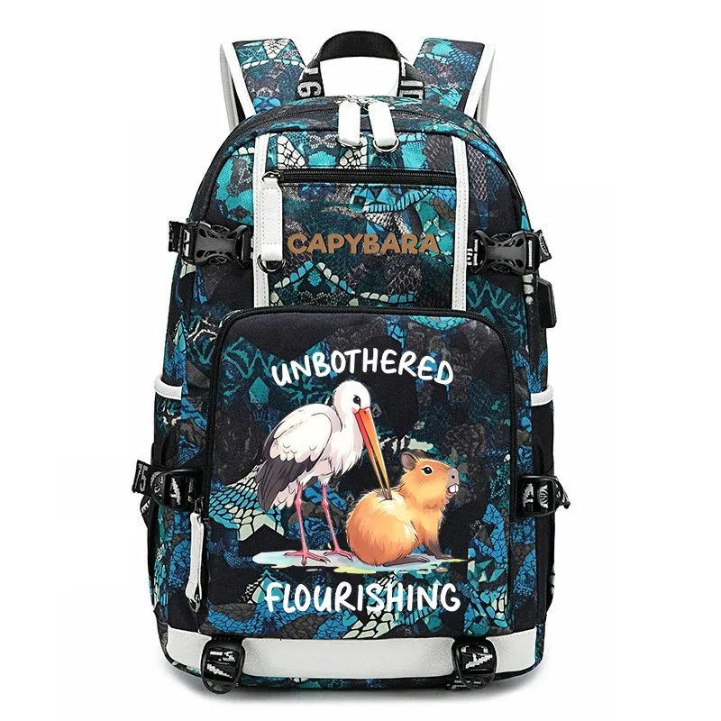 sac à dos d'étudiant à grande capacité avec imprimé de capybara, pour garçons et filles, sac de voyage décontracté, sac d'école léger et durable, utilisation quotidienne