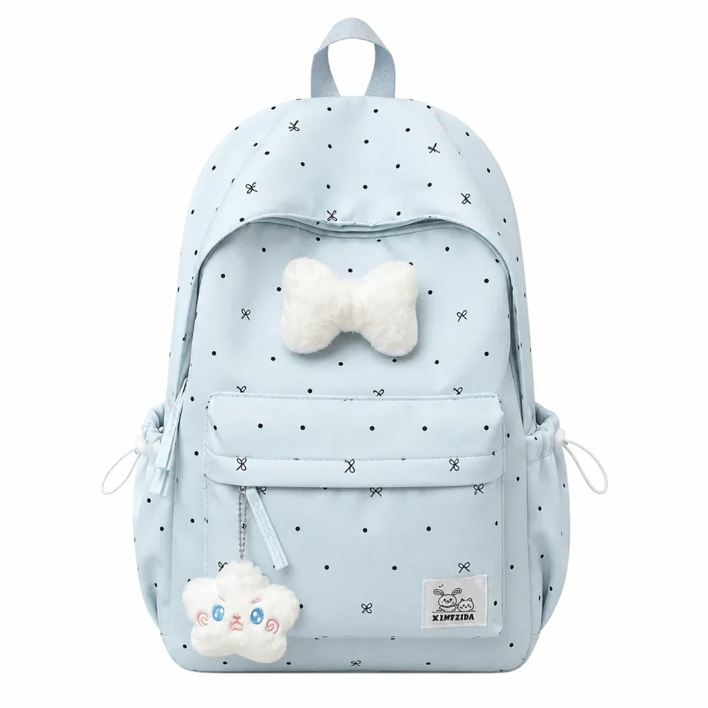 nouveau sac à dos léger à pois avec nœud papillon, décontracté, pour étudiants, respirant, durable, grande capacité, pour l'école et les voyages