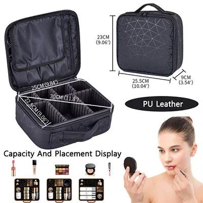 trousse de maquillage portable, boîte professionnelle, sac de rangement de maquillage, sac à cosmétiques étanche pour femmes pour voyage
