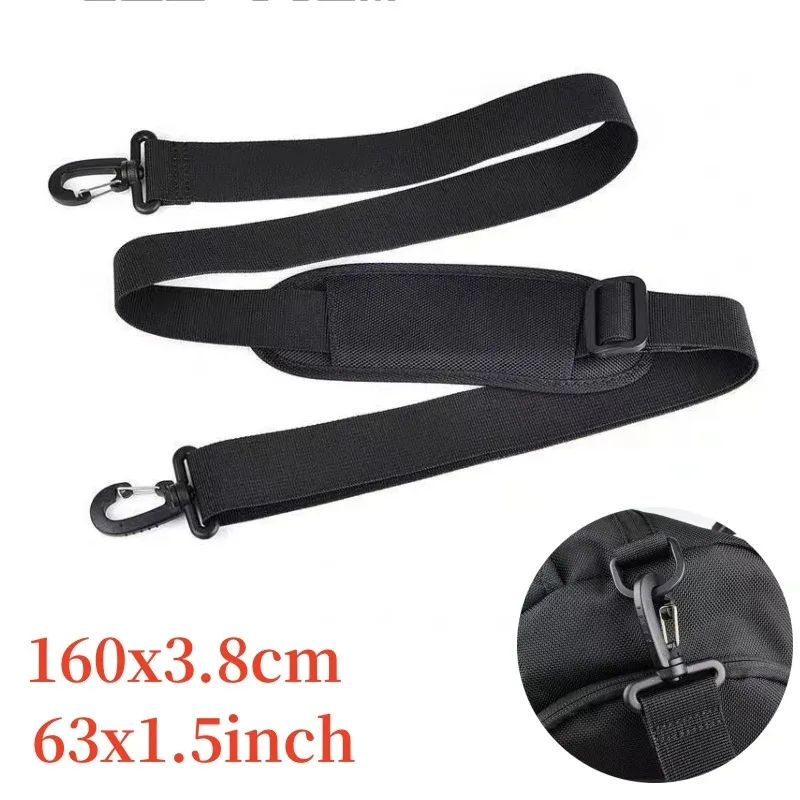 sangle de sac d'ordinateur en nylon pour hommes, 3.8cm de large, porte-documents, ceintures d'épaule à bandoulière, longues bandes réglables, noires