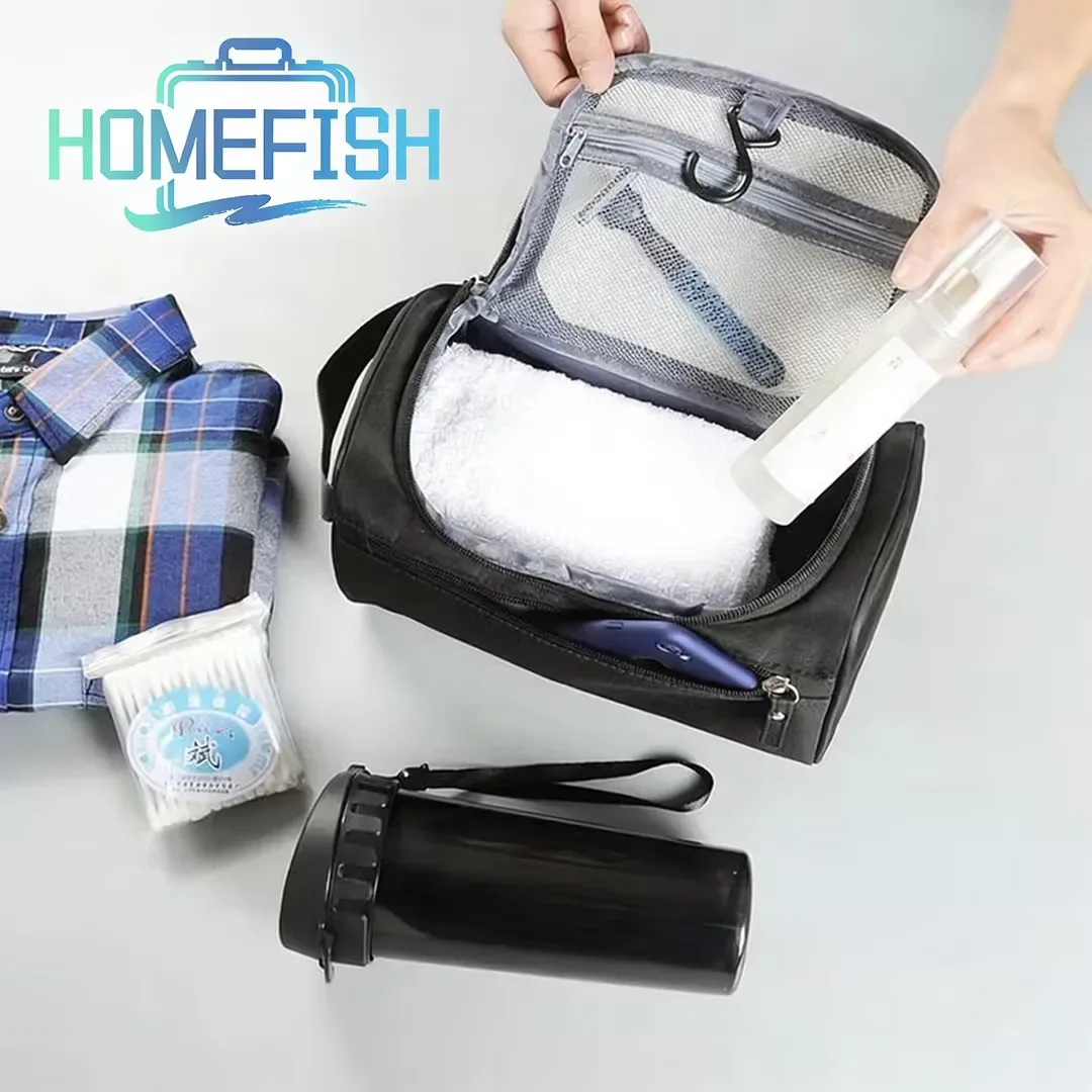 homefish trousse de toilette portable pour hommes, idéale pour les voyages d'affaires, grande capacité, sac cosmétique, sac organisateur, sac de bain