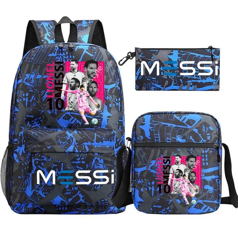 lot de 3 sacs à dos messi en nylon, simples, pour le sport, avec compartiment pour ordinateur portable, sacs à dos décontractés pour l'école, les voyages et les trajets quotidiens
