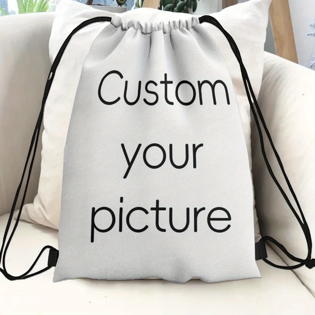 sac à dos à cordon personnalisable, imprimez votre nom et votre image, sac à dos de sport et de plein air, léger, imperméable, sac de rangement pour les voyages