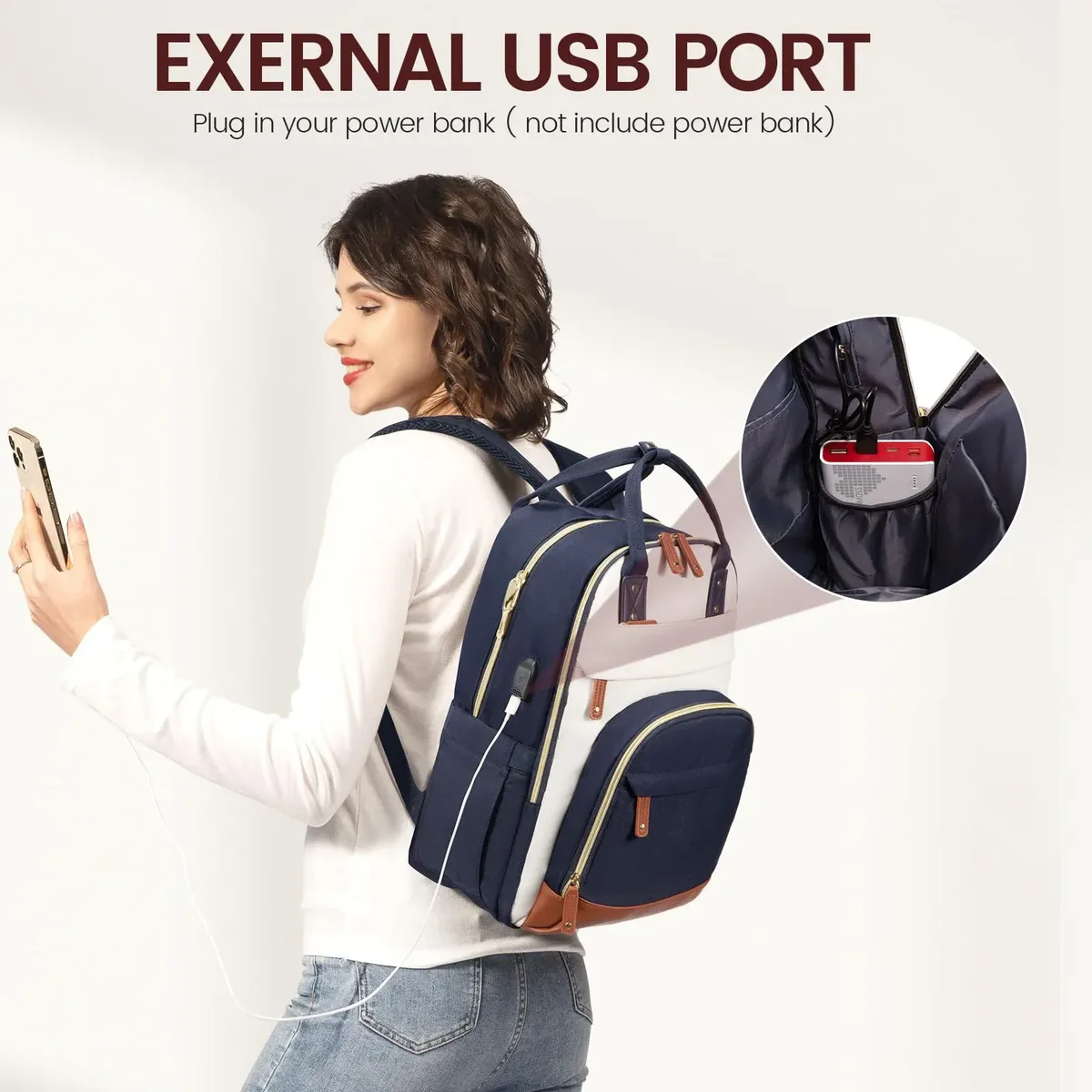 sac à dos imperméable pour femme, léger, pour le travail, grande capacité, 15,6 pouces, rangement pour ordinateur, sac de transport