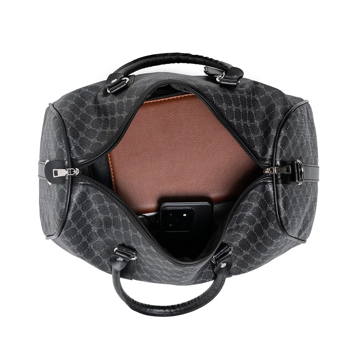 sac de voyage noir à fermeture éclair pour hommes, double poignée avec bretelles larges, tissu imperméable, résistant à l'usure, facile à nettoyer, pour les voyages, les voyages, les affaires, les vêtements, les livres