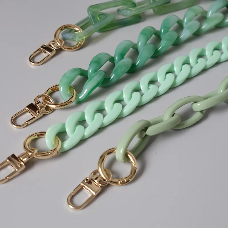 nouvelle chaîne de sac à main femme tendance, accessoire mignon en résine acrylique verte, sangle de luxe pour sac à bandoulière et pochette femme