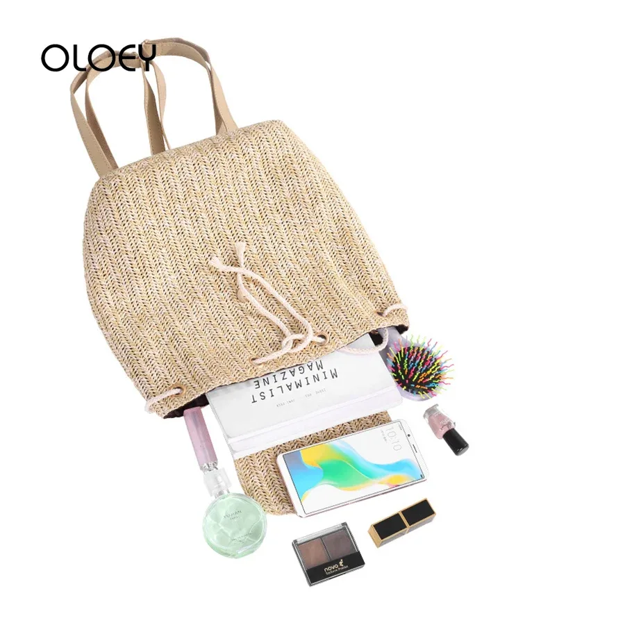 sac à dos tissé en paille pour femmes, sacs initiés, sacs à dos d'été pour adolescentes, sac de voyage féminin, sac à dos de nettoyage, qualité, mode