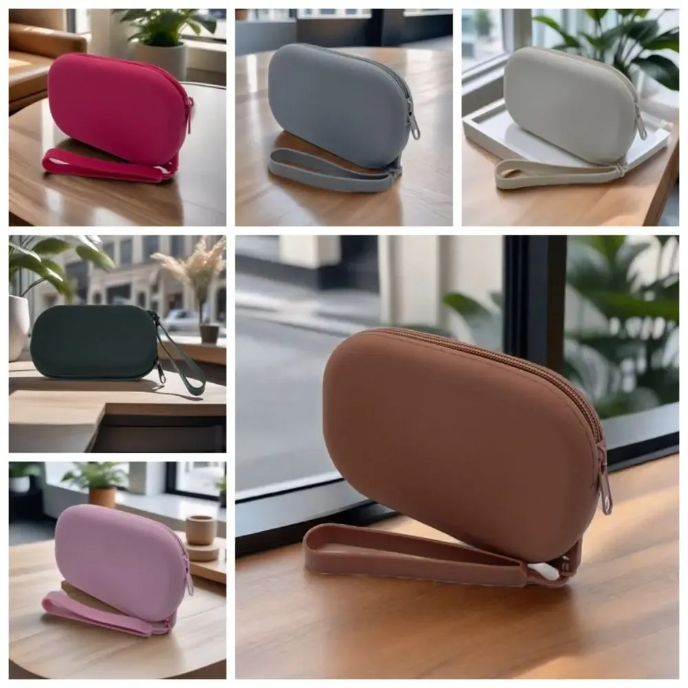 sac cosmétique en silicone couleur morandi, porte-monnaie rectangulaire, sac de rangement multifonction, grande capacité, sac pour petits objets de couleur unie