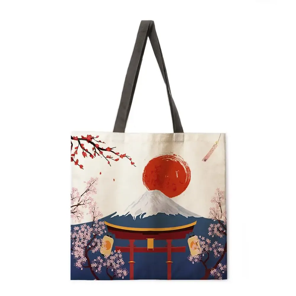 sac fourre-tout décontracté du mont fuji pour dames, sac à provisions pliable, sac de plage en plein air, sac initié au japon