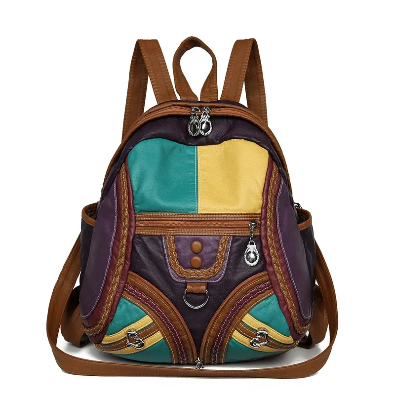 mode épissage lavage cuir sacs à dos femme luxe sac à dos pour femmes grande capacité école sac de voyage dames sacs à bandoulière