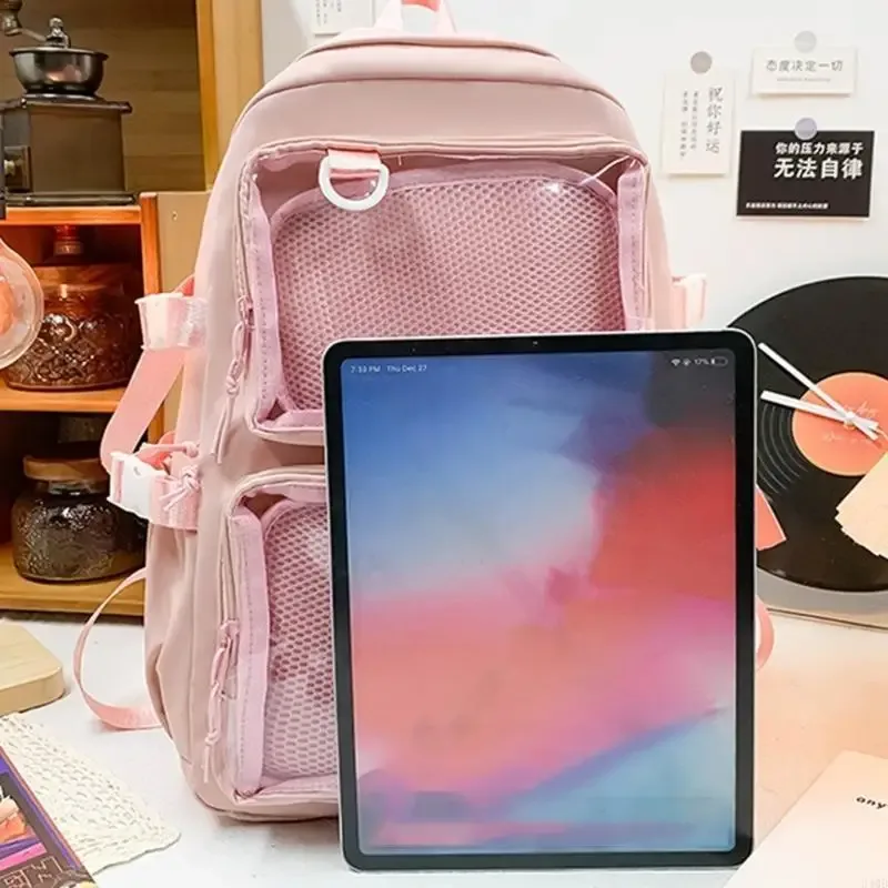 340d étudiant pour collège capacité backpack en nylon itabag itabag transparent poche transparent à badges d'anime