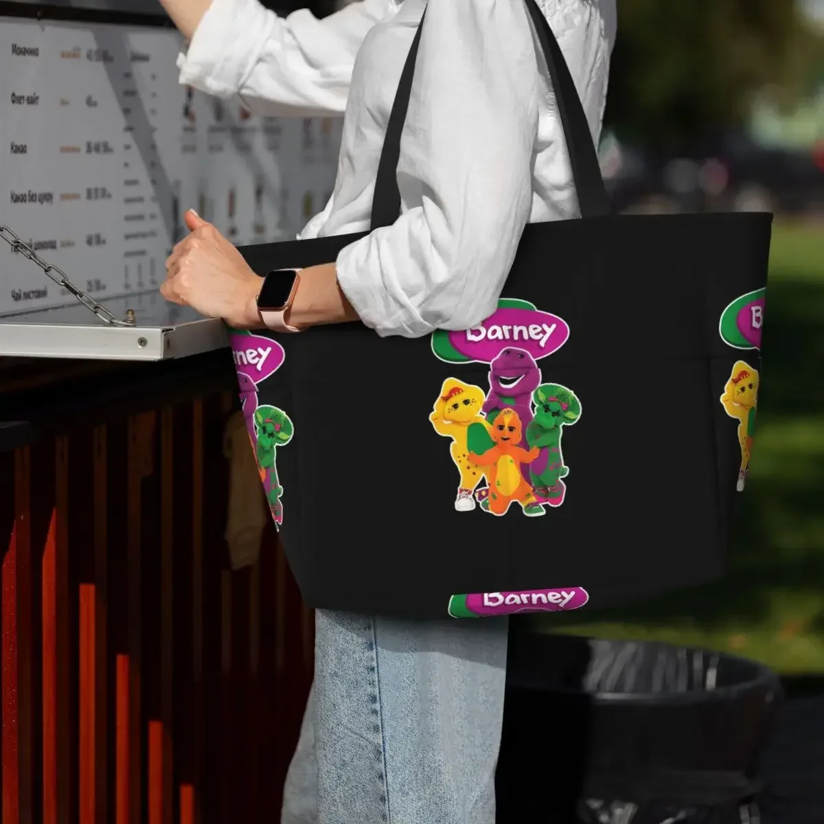 barney and friends – sac fourre-tout de plage, sac de sport, de yoga, grand sac fourre-tout pour femmes, sac de voyage, sac de fitness