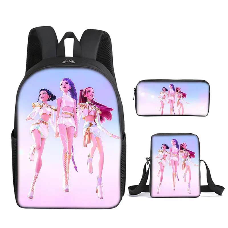 sac à dos pour enfant avec poche avant, sacs à bandoulière, trousses à crayons pour les enfants de 5 à 10 ans, sacs d'école kpop demon hunters pour garçons et filles