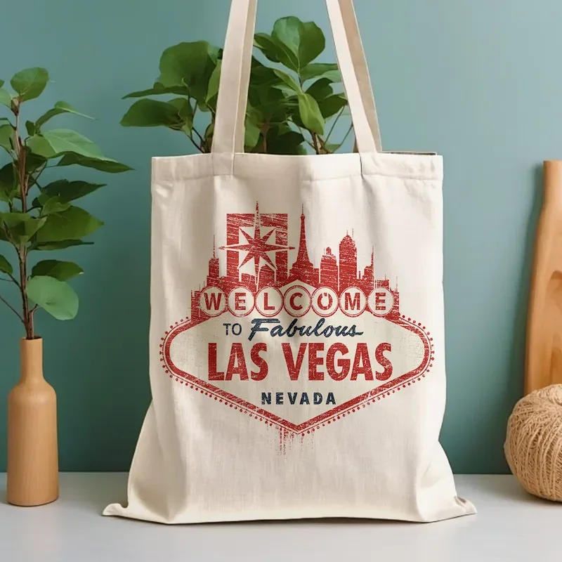 sac fourre-tout en toile 1las vegas skyline, sac de courses réutilisable, adapté à un usage quotidien, aux déplacements, aux voyages et aux cadeaux, sac de courses réutilisable