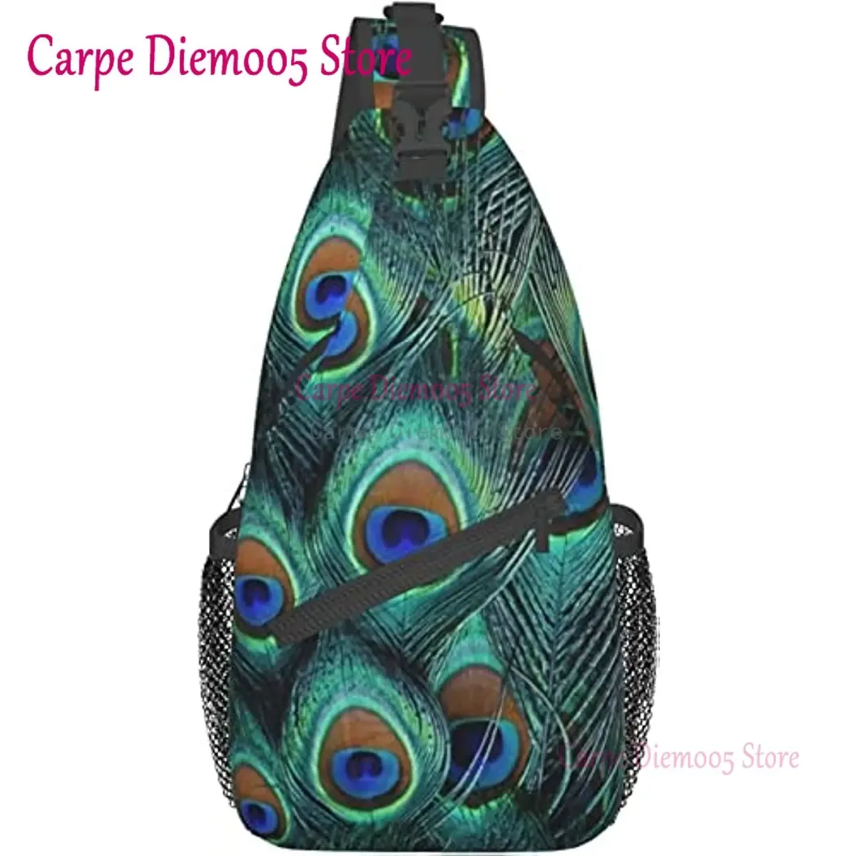 sac à bandoulière plume de paon, sac à dos de randonnée, sac de jour, sac de poitrine, sac à bandoulière pour femmes et hommes