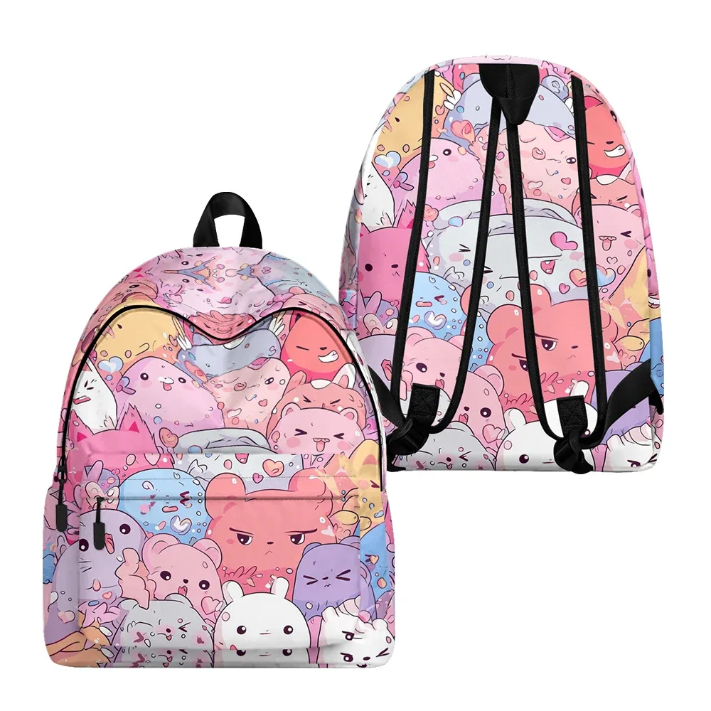 sac à dos imprimé de chats de dessin animé renard mignon, sacs à crayons à bretelles réglables, sac d'école léger et durable, sac à dos de voyage, ensembles pour adolescents