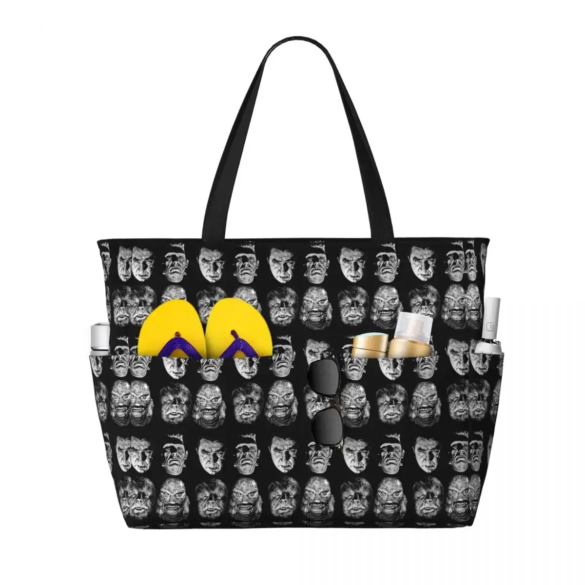 sac fourre-tout de plage universal studios, monsters, dracula, wolfman, frankenstein, grand sac de sport, de yoga, de voyage pour femme