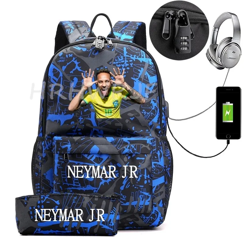sac à dos neymar imprimé usb pour adolescents, sac à bandoulière pour ordinateur portable, sac à dos à la mode pour filles et garçons, sacs à dos pour lycée, mochilas de voyage