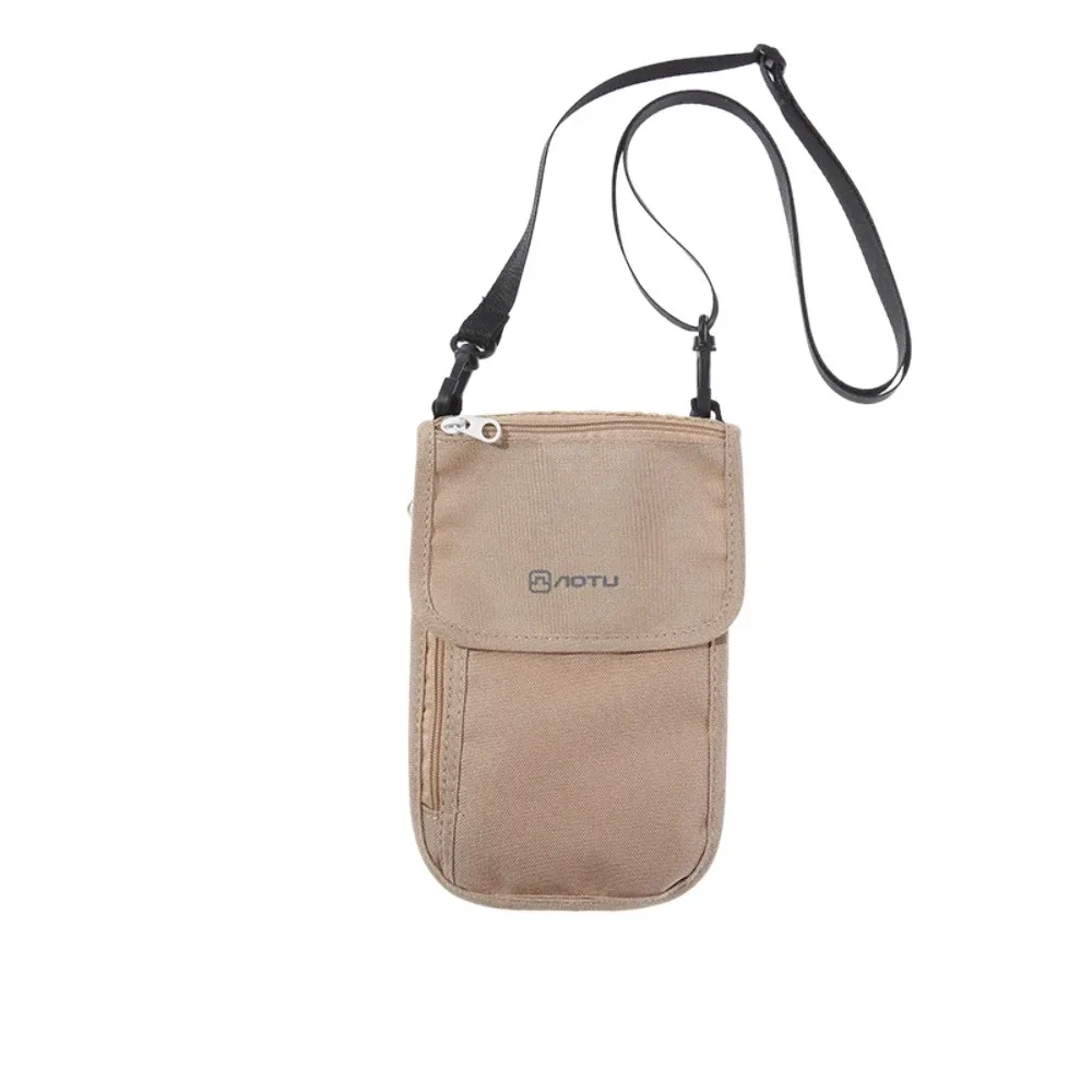 accessoires de voyage portefeuille de voyage porte-billet en nylon pochette de cou de voyage fermeture éclair kaki noir porte-passeport familial carte de crédit