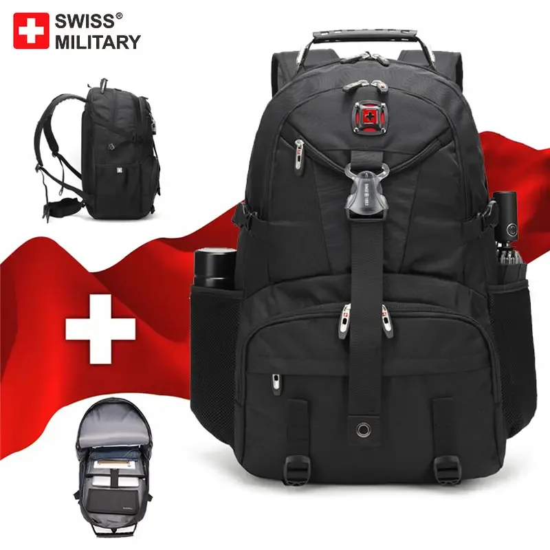 swiss military nouveau sac multifonctionnel de grande capacité pour homme, sac à dos de voyage à la mode avec chargeur usb, sac à dos étanche pour hommes mochila